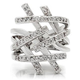Rhodium Brass Ring with AAA Grade CZ  in Clear