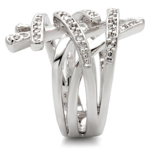 Rhodium Brass Ring with AAA Grade CZ  in Clear