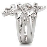 Rhodium Brass Ring with AAA Grade CZ  in Clear
