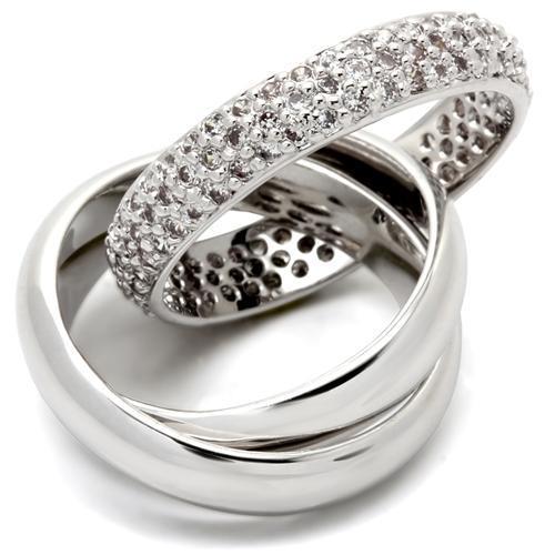 Rhodium Brass Ring with AAA Grade CZ  in Clear
