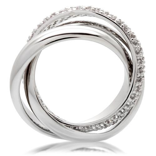 Rhodium Brass Ring with AAA Grade CZ  in Clear