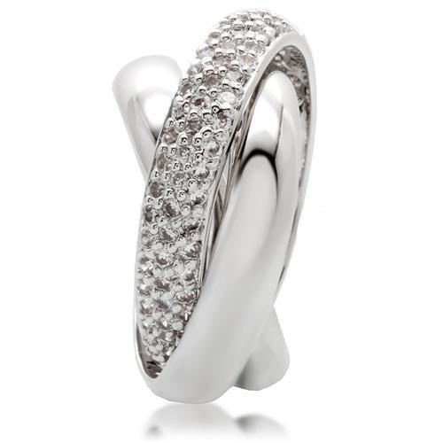 Rhodium Brass Ring with AAA Grade CZ  in Clear