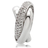 Rhodium Brass Ring with AAA Grade CZ  in Clear