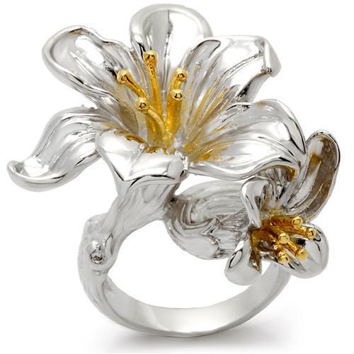 Gold+Rhodium Brass Ring with No Stone