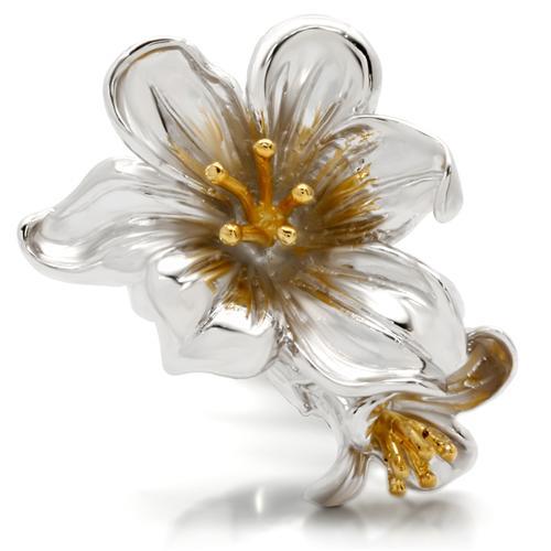 Gold+Rhodium Brass Ring with No Stone