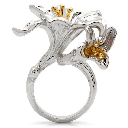 Gold+Rhodium Brass Ring with No Stone