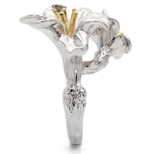Gold+Rhodium Brass Ring with No Stone