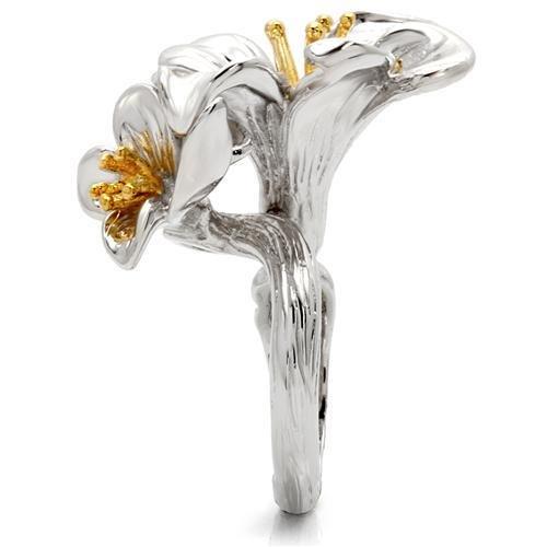 Gold+Rhodium Brass Ring with No Stone