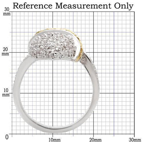 Gold+Rhodium Brass Ring with AAA Grade CZ  in Topaz