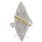 Gold+Rhodium Brass Ring with AAA Grade CZ  in Topaz