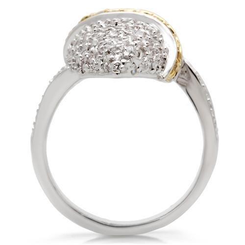 Gold+Rhodium Brass Ring with AAA Grade CZ  in Topaz