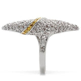 Gold+Rhodium Brass Ring with AAA Grade CZ  in Topaz