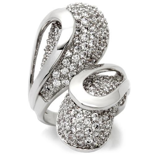 Rhodium Brass Ring with AAA Grade CZ  in Clear