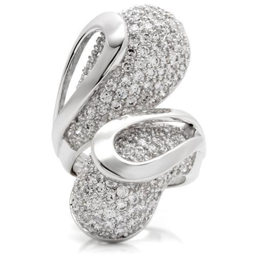 Rhodium Brass Ring with AAA Grade CZ  in Clear