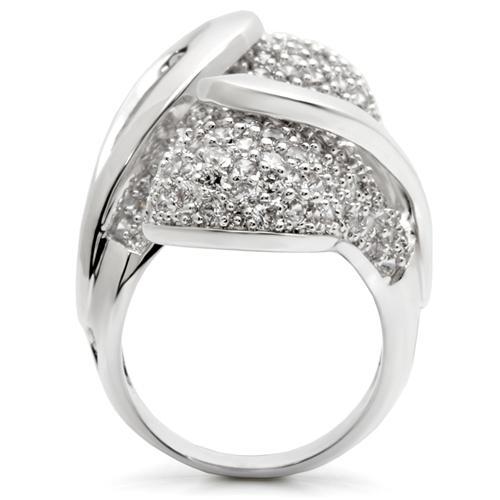 Rhodium Brass Ring with AAA Grade CZ  in Clear