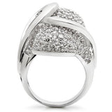 Rhodium Brass Ring with AAA Grade CZ  in Clear