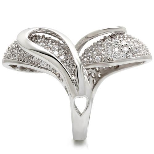 Rhodium Brass Ring with AAA Grade CZ  in Clear