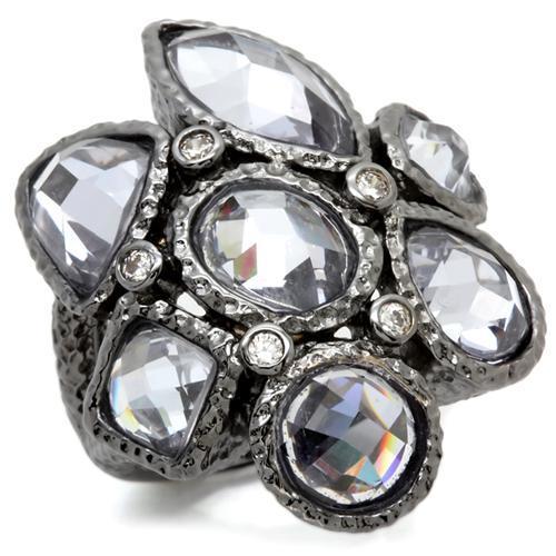 Ruthenium Brass Ring with AAA Grade CZ  in Light Amethyst