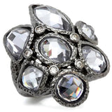 Ruthenium Brass Ring with AAA Grade CZ  in Light Amethyst