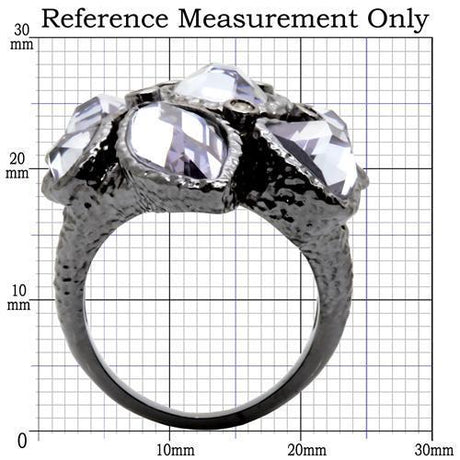 Ruthenium Brass Ring with AAA Grade CZ  in Light Amethyst