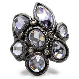 Ruthenium Brass Ring with AAA Grade CZ  in Light Amethyst