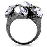Ruthenium Brass Ring with AAA Grade CZ  in Light Amethyst