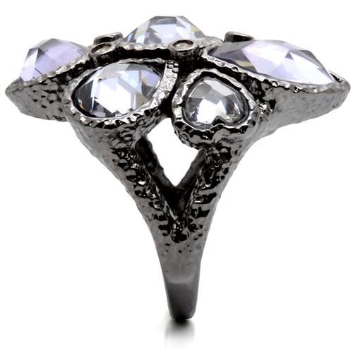 Ruthenium Brass Ring with AAA Grade CZ  in Light Amethyst