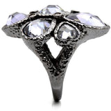 Ruthenium Brass Ring with AAA Grade CZ  in Light Amethyst