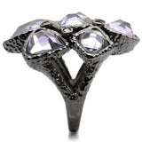 Ruthenium Brass Ring with AAA Grade CZ  in Light Amethyst