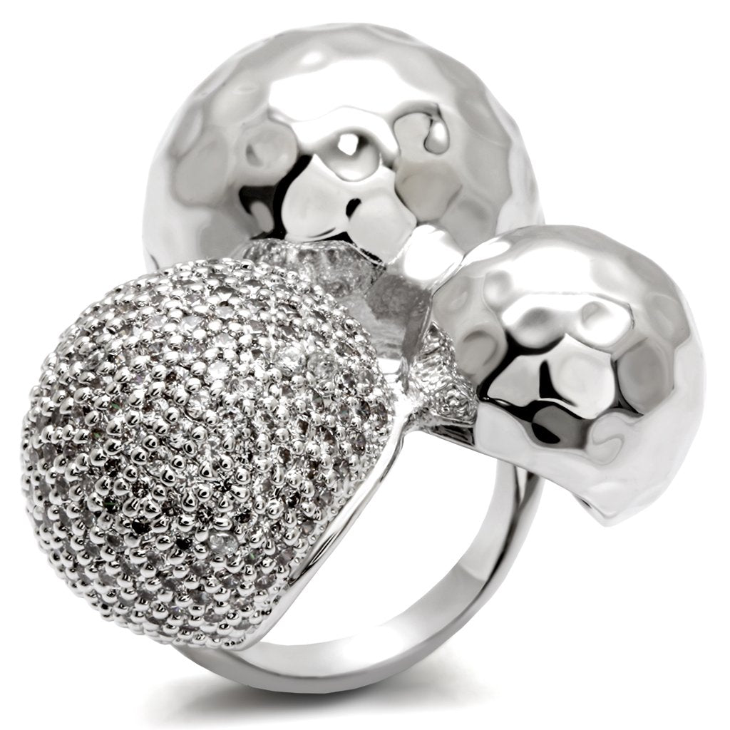 Rhodium Brass Ring with AAA Grade CZ  in Clear