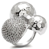 Rhodium Brass Ring with AAA Grade CZ  in Clear