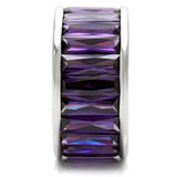 Rhodium Brass Ring with AAA Grade CZ  in Amethyst