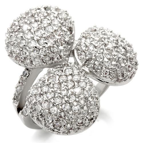 Rhodium Brass Ring with AAA Grade CZ  in Clear