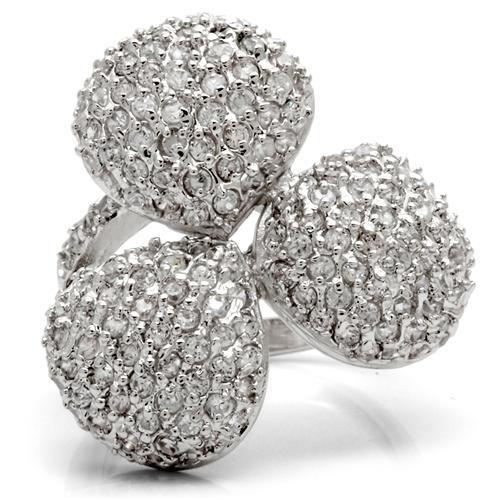 Rhodium Brass Ring with AAA Grade CZ  in Clear