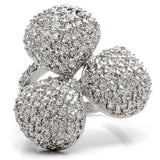 Rhodium Brass Ring with AAA Grade CZ  in Clear