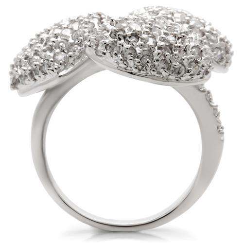 Rhodium Brass Ring with AAA Grade CZ  in Clear