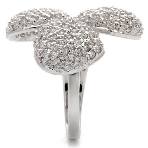 Rhodium Brass Ring with AAA Grade CZ  in Clear