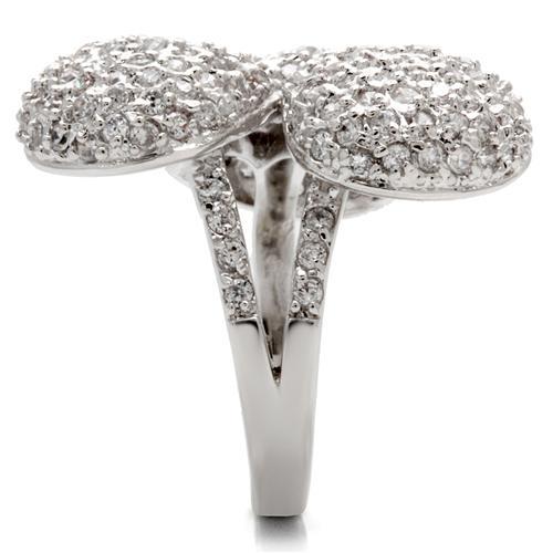 Rhodium Brass Ring with AAA Grade CZ  in Clear