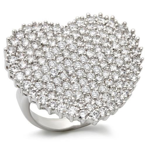Rhodium Brass Ring with AAA Grade CZ  in Clear