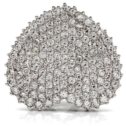 Rhodium Brass Ring with AAA Grade CZ  in Clear