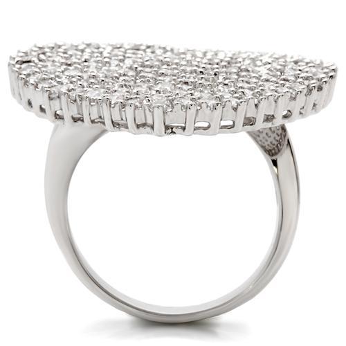 Rhodium Brass Ring with AAA Grade CZ  in Clear