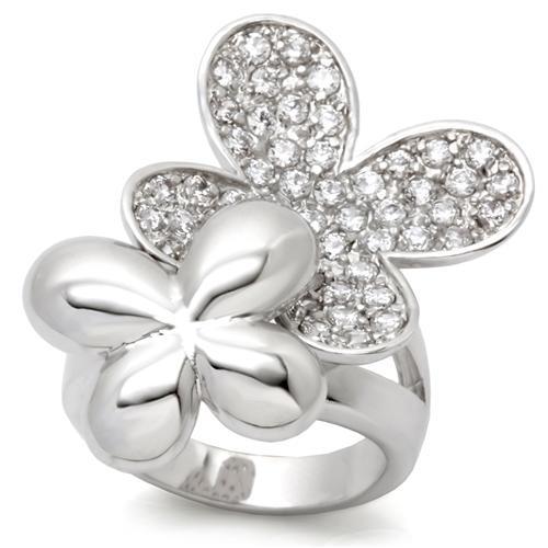 Rhodium Brass Ring with AAA Grade CZ  in Clear