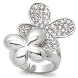Rhodium Brass Ring with AAA Grade CZ  in Clear