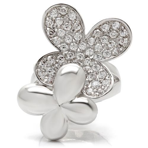 Rhodium Brass Ring with AAA Grade CZ  in Clear
