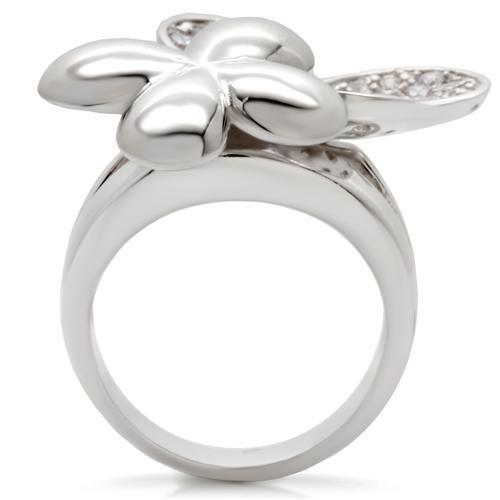 Rhodium Brass Ring with AAA Grade CZ  in Clear
