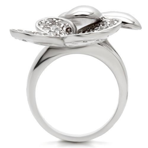 Rhodium Brass Ring with AAA Grade CZ  in Clear