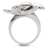 Rhodium Brass Ring with AAA Grade CZ  in Clear