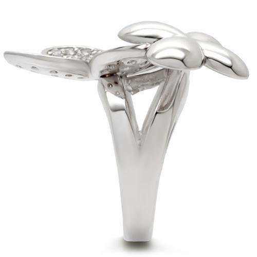 Rhodium Brass Ring with AAA Grade CZ  in Clear