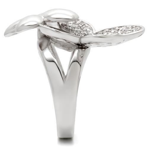 Rhodium Brass Ring with AAA Grade CZ  in Clear