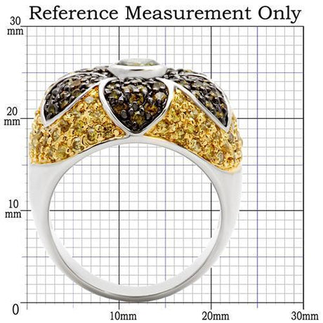 Rhodium+Gold+ Ruthenium Brass Ring with AAA Grade CZ  in Multi Color